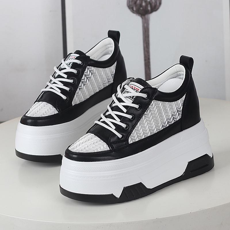 Fashion 10CM 12CM  Air Mesh  Platform Wedge Flats Hollow Chunky Sneaker Breathable Comfy Women Sandals Slides Summer Shoes