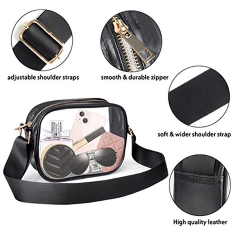 Pvc Transparent Crossbody Bag For Concerts And Sports Events With Zipper Closure For Daily Use