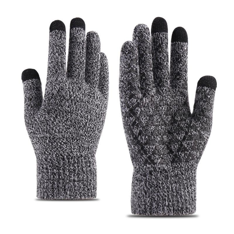 "Warm Knitted Touchscreen Gloves for Couples: Thick Non-Slip Wool, Men’s & Women’s Winter Design."