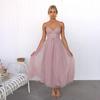 Damen Mesh Swing Cocktailkleid Ärmellos Spaghetti-Träger A-Linie Tüllkleid Formelles Hochzeitsgastkleid