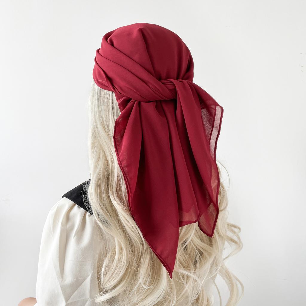 Pearl Chiffon Solid Color Scarf Arabic Turban Bali Turban Solid Color Malay Square Scarf Scarf