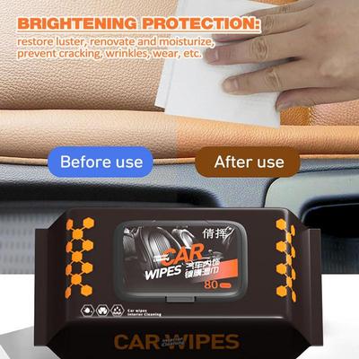 Toallitas limpiadoras para el interior del coche, multifuncionales, para el salpicadero del coche, para el cuero del asiento, para la enfermería, para abrillantar los accesorios del coche, toallitas húmedas.