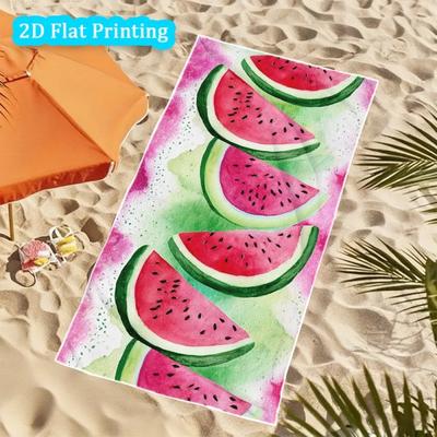 Watercolor Pink Watermelon Slice Beach Towel For Summer Kids Beach Picnic Camping Lightweight Quick Dry Bath Towel