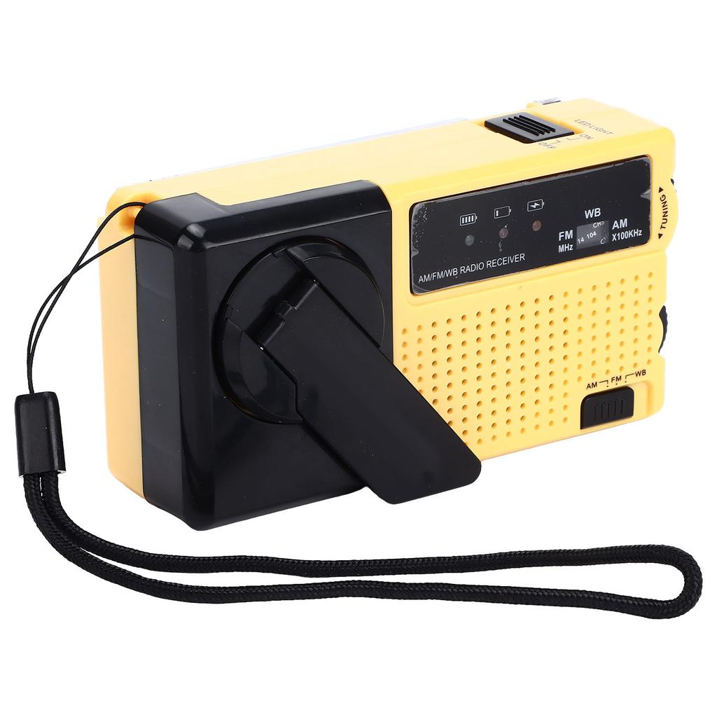 Hand Crank Flashlight Radio Portable Mini FM AM Weather Radio with LED Flashlight Yellow