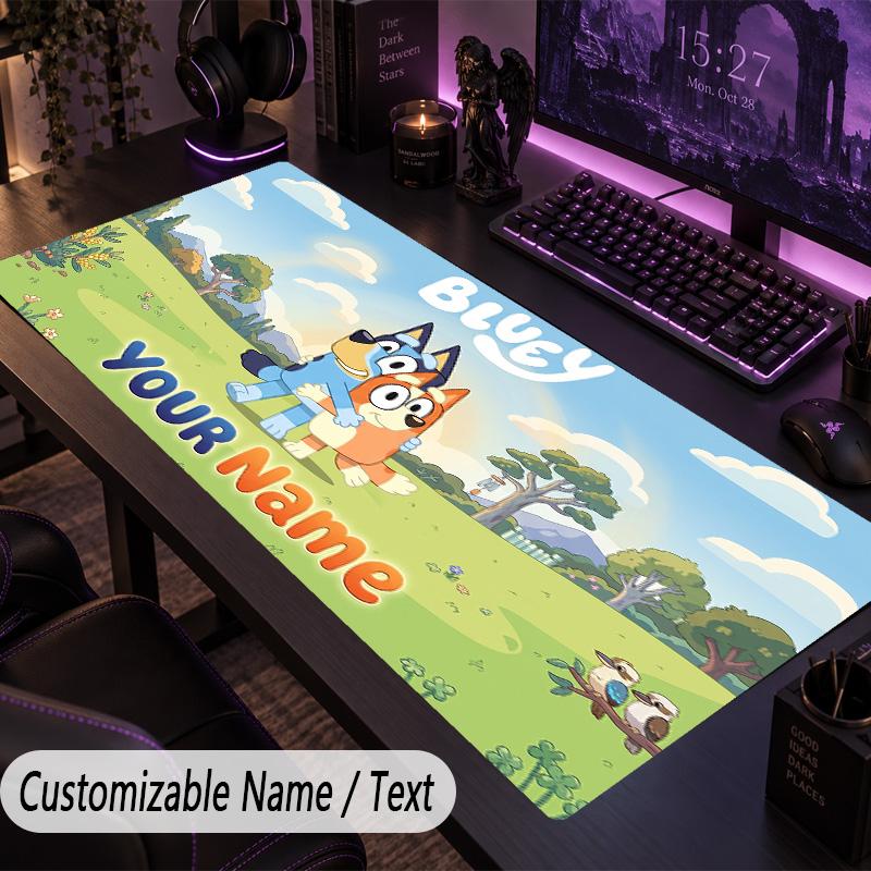 Large Mouse PadBluey Custom Name Text Personalized Desk Mat Non Slip Gaming Pad