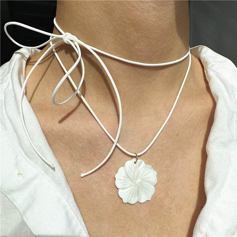 Overdreven Natuurlijke Schelp Sleutelbeen Ketting Bedel Ketting Touw Ketting Y2K Zomer Strand Vakantie Bedels Sieraden Voor Vrouwen