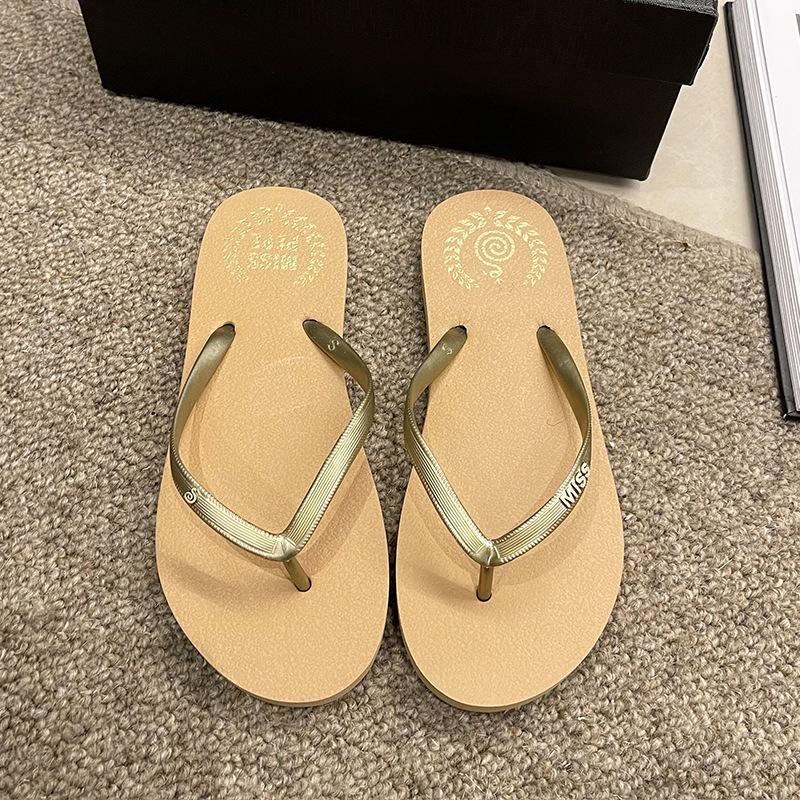 Simple flip-flops women's summer non-slip outer wear new cartoon flat-bottomed seaside beach cool slippers