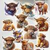17pcs Cute Fantasy Highland Yak Stationery Stickers for DIY, Waterproof and Artistic Decals Fresh Images Journals Notebooks