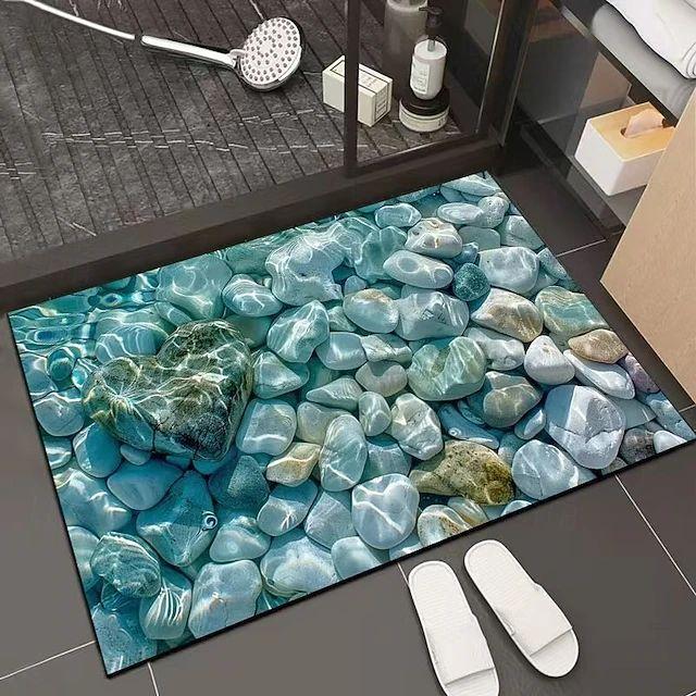

Ink Painting Style Printed Door Mat Simple Stone 2D Printed Carpet Living Room Bedroom Entrance Decoration Floor Mat 40cm x 60cm