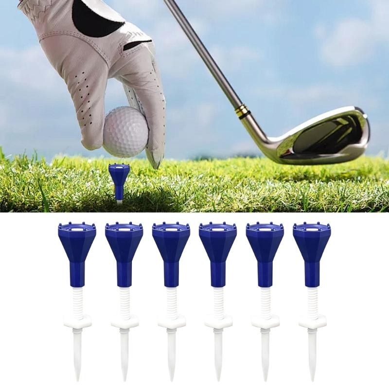 6Pcs Professional Golf Tees Adjustable Height Shock Resistant Structure Silicone Top Golf Tees For Improved Accuracy