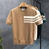Summer Pullover Thin Short-Sleeved T-Shirt Men'S Premium Round Neck Thin Knitted Sweater Simple Half-Sleeve
