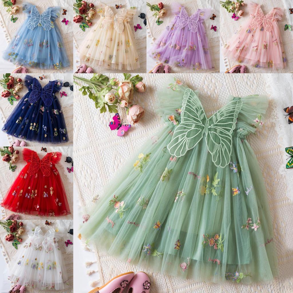 Korean Style Girl Dress With Embroidered Flowers And Tulle For Toddler Girls
