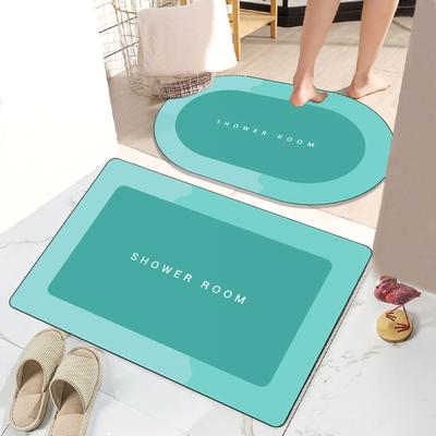 Tappetino da Bagno Moderno Assorbente Asciugatura Rapida Tappetino Antiscivolo per Porta d'Ingresso Azzurro Ellisse