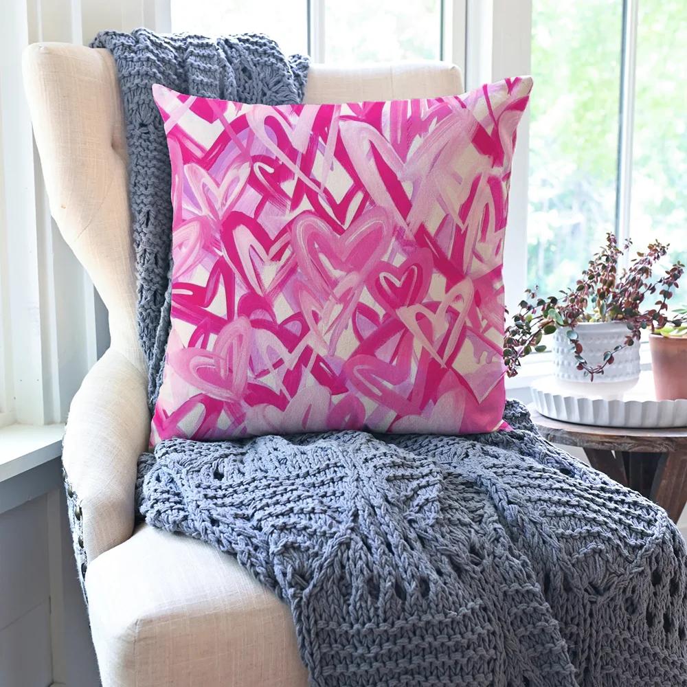 1pc Love Full Screen Cartoon Pillow Case Square Pillow BedroomSofa Leisure Comfort Cushion Car Living Room Home Decoration 40X40