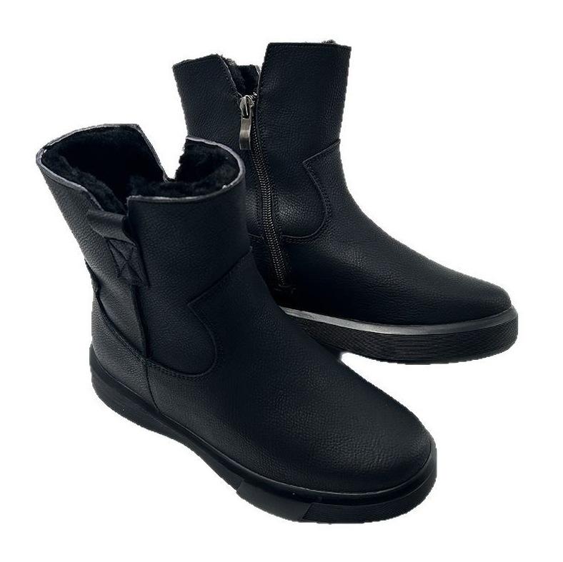 

2024 осень и зима новые кожаные ботинки Martin женские теплые бархатные ботинки женские универсальные ретро зимние ботинки на толстой подошве короткие ботинки 35 чёрный