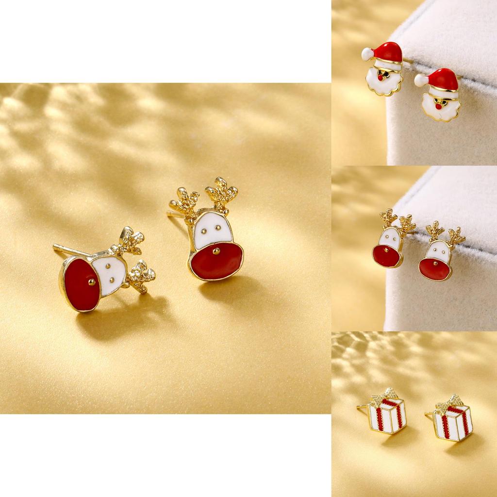 Trendy European American Style Geometric Alloy Christmas Earrings For Women