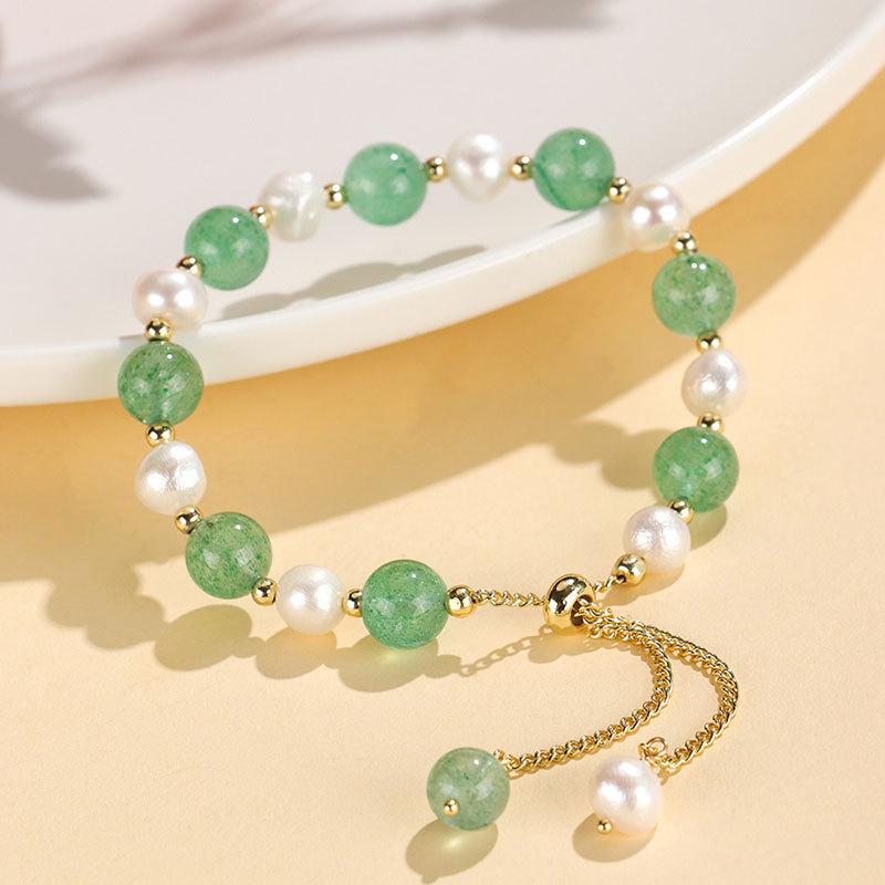 New Freshwater Pearl Beaded Crystal Bracelet Lavender Green Hair Crystal Bracelet Jewelry Wholesale