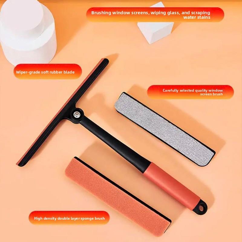 Domácí úklid bez demontáže, Stírání výškových budov, Oboustranný kartáč na sklo s dlouhou rukojetí