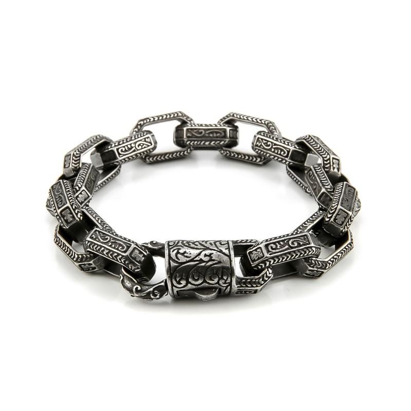 Titanium Steel Punk Style Mens Bracelet With Retro Geometric Black Oxidized Antique Finish