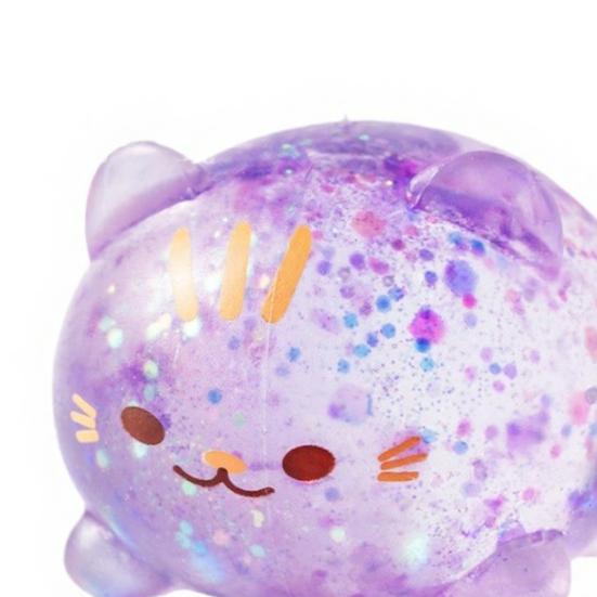 1/2/3Pcs Mini Cat Squeeze Toy Stress Relief Clear Glitter Kitten Stress Sugar Ball Sensory Toy Decompression Fidget Toy Party Favors