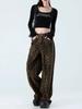 Brown Leopard Jeans Women Denim Pants Female Oversize Wide Leg Trousers Streetwear Hip Hop Vintage Clothes Loose Casual