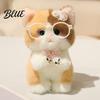 Plush Pendant for Bags Cute Kitten with Glasses And Tie Soft Stuffed Animal Backpack Charm Keychain Backpacks Keys Decorative Hanging Plushie