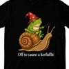 Off To Cause A Kerfuffle Wizard Frog Riding Snail Cartoon Graphic Tee Fantasy Animal Casual Gift For Unisexs Y2k Cotton Tshirt