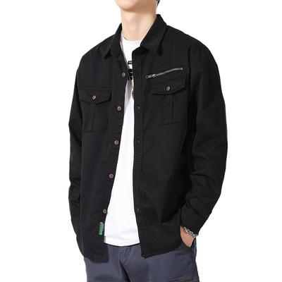 Camisa Masculina Manga Comprida Casual Solta Jaqueta Roupas Masculinas