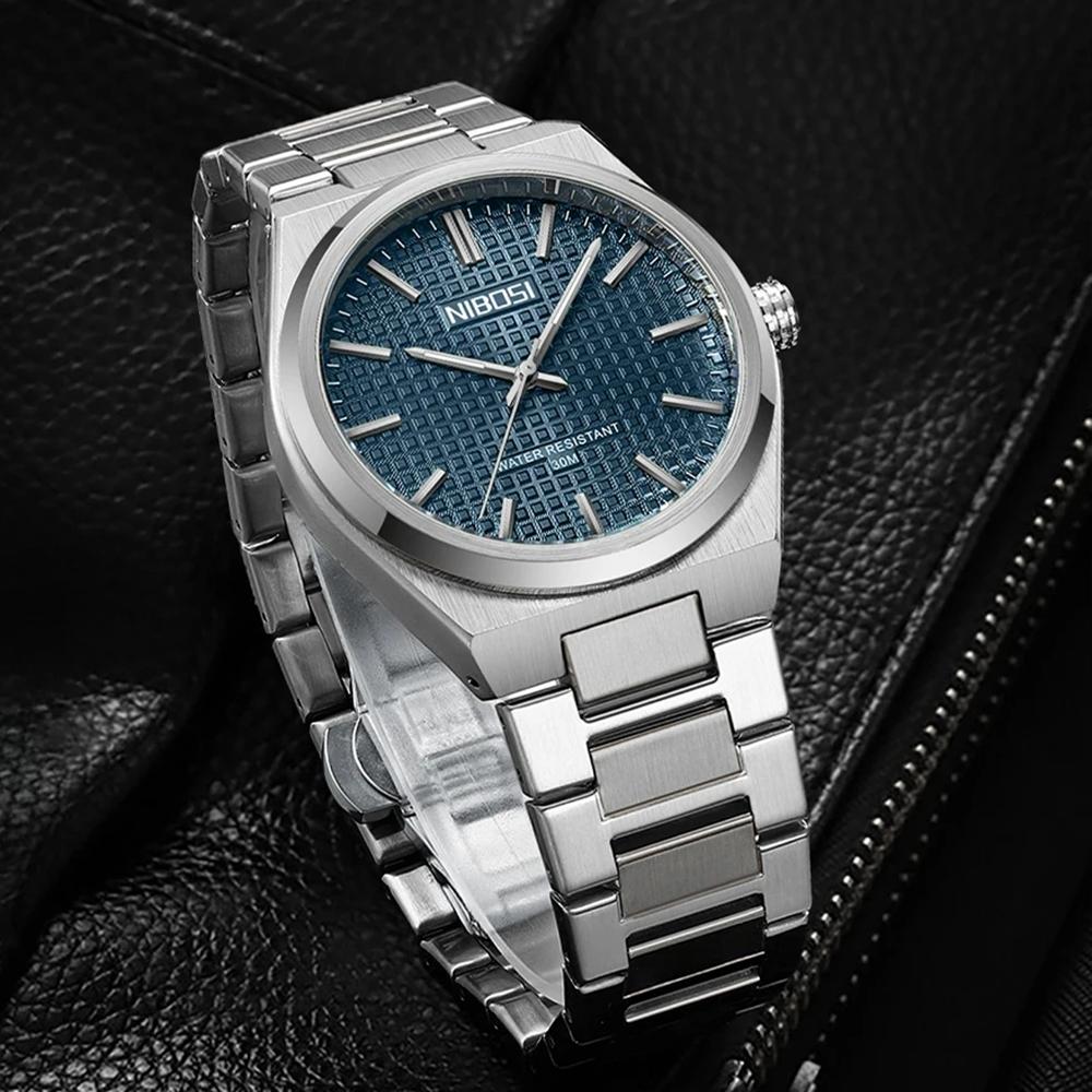 NIBOSI Men Watch Stainless Steel Luminous Luxury Watches For Men Waterproof Casual Sports Quartz Watch