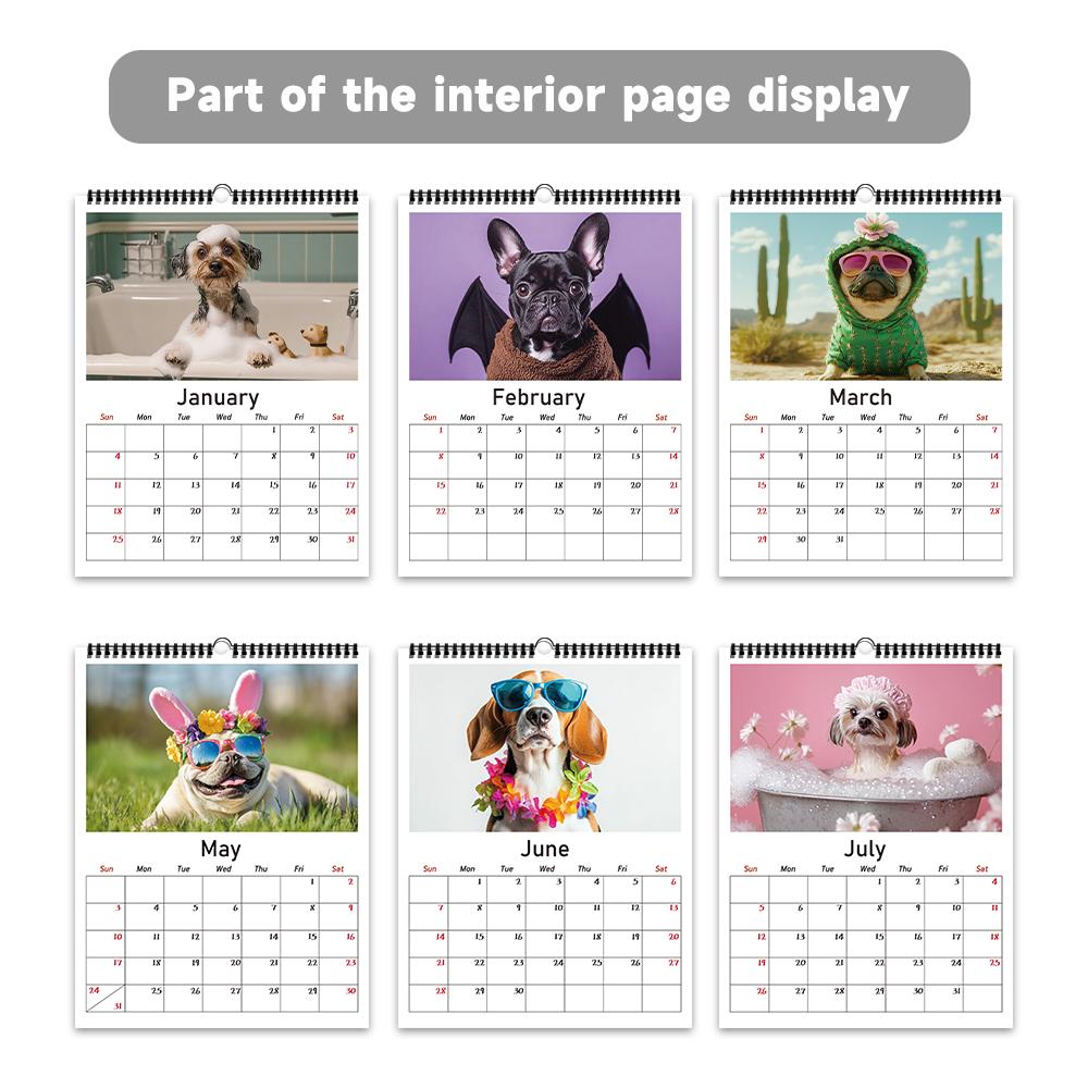1 Stück 2026 Hängekalender, Lustiges Hunde-Design, 12 Einzigartige Designs pro Monat, Perfektes Geschenk für Geburtstag, Weihnachten & Neujahr