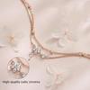Women's Bracelet, 925 Silver, Cherry Blossom Flower Design, Double Chain, Simple, Cute, Hand Decoration, Birthday Present, For Women, Metal