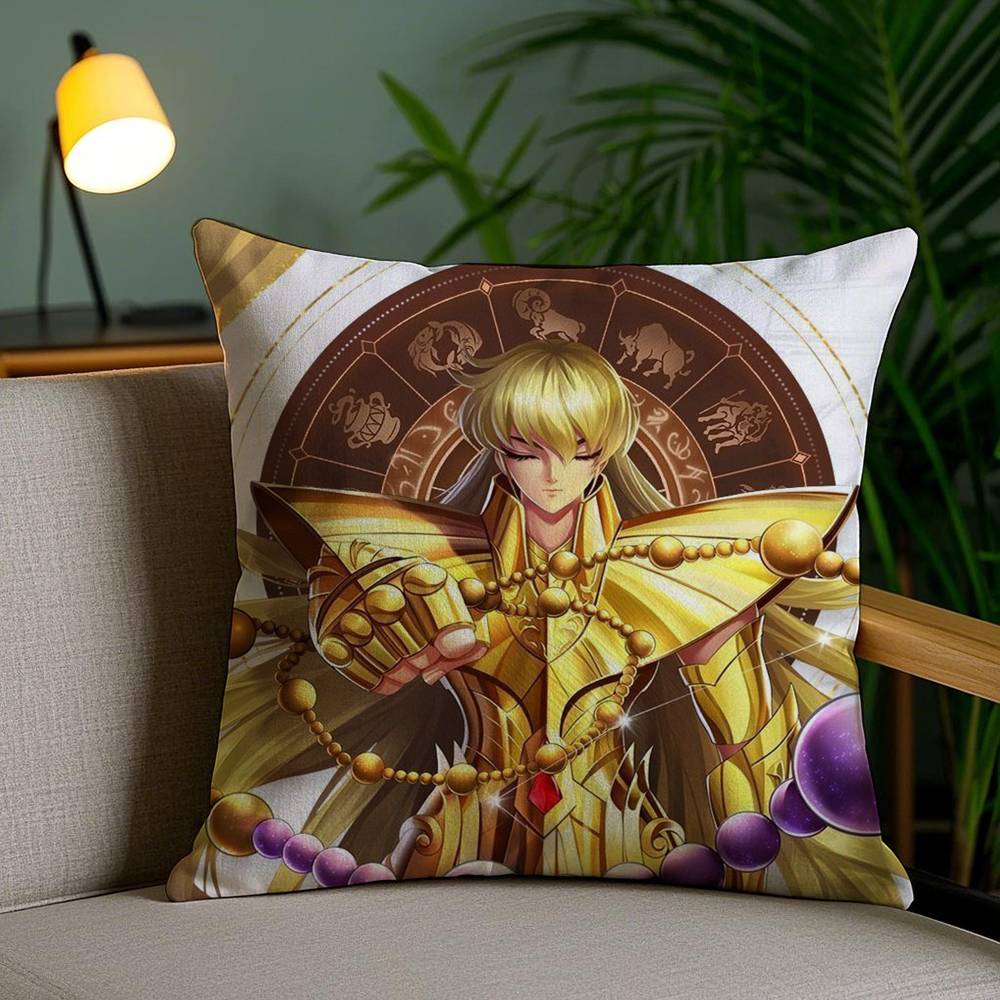 Animation 12 Gold S-Saint S-Seiya Pillow Case Home Dorm Chair Back Short Plush Double-sided Printing Office Cushion Cover