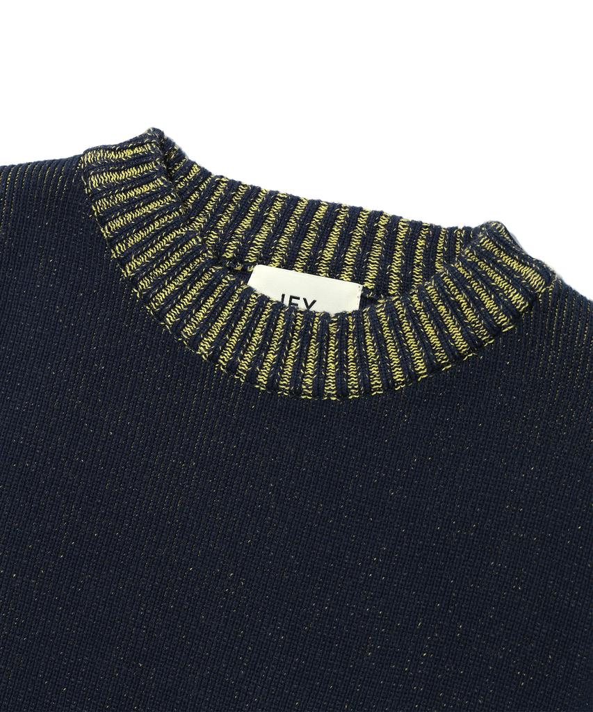 IEY Double Color Round Knit Navy