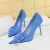 2024 Korean Version Rhinestone Women Pumps Bow Knot High Heels Luxury Gemstone Banquet Shoes Stilettos Heels Banquet 825-H27