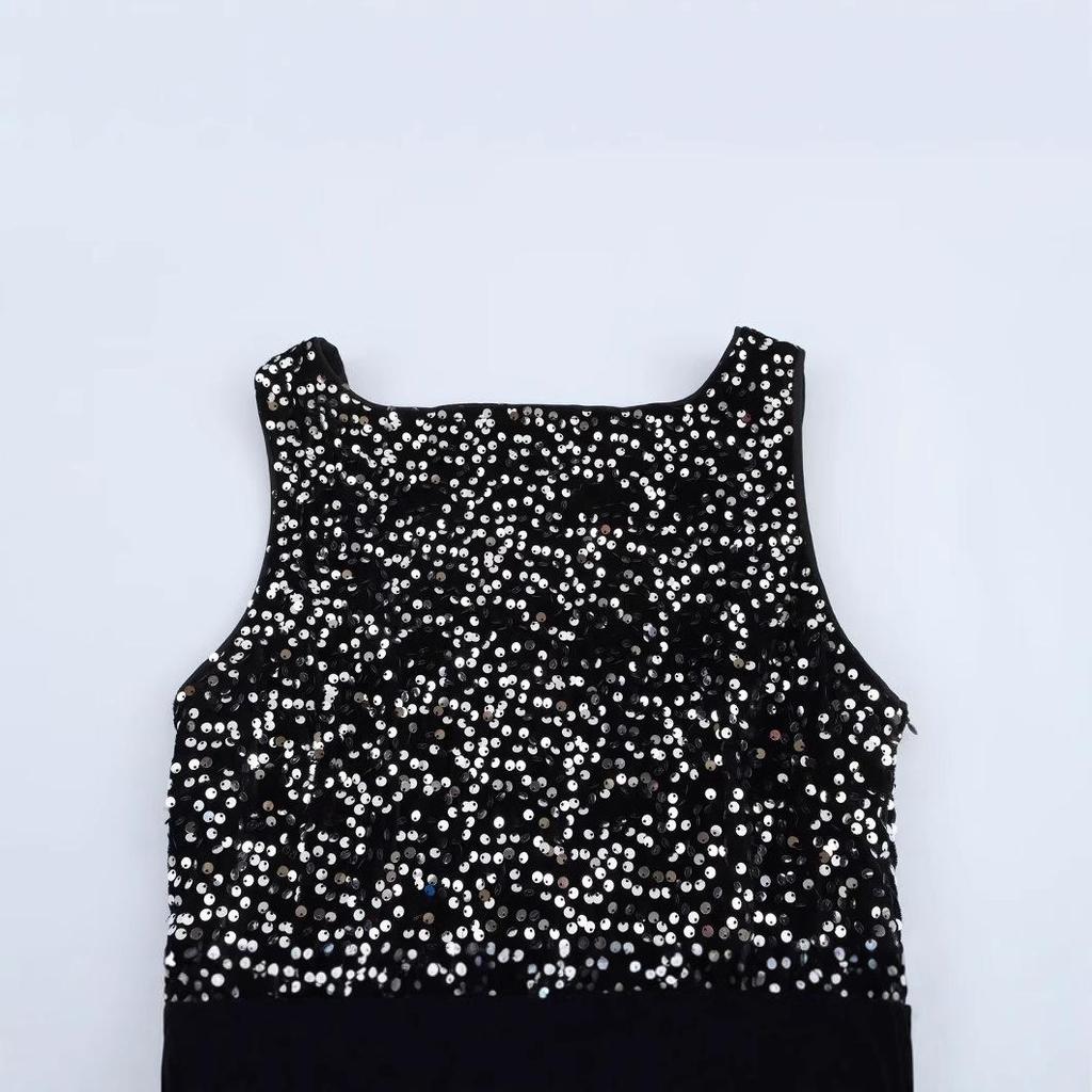 2025 Spring Women's Slim Sequin Sleeveless Dress - European & American Style