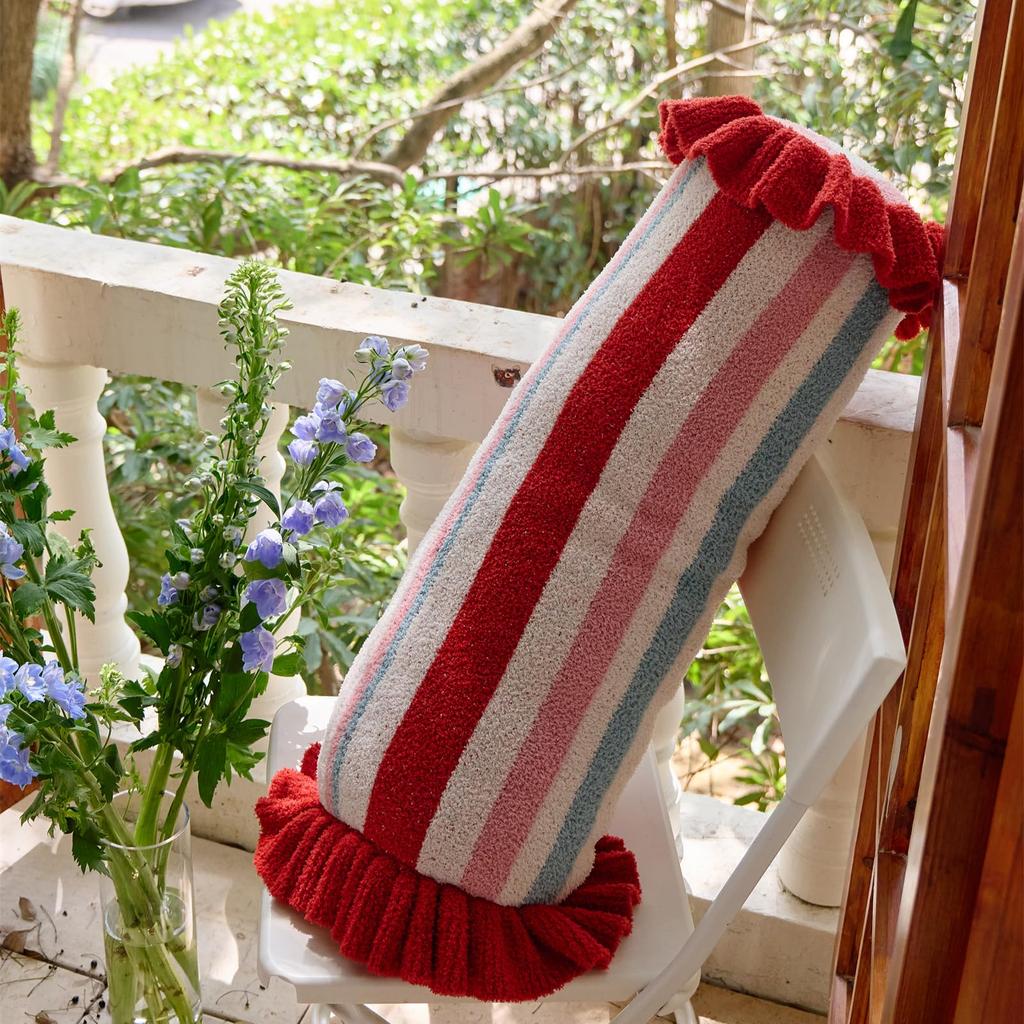 MOKOYA Fluffy Caddy Body Pillow, Cute Hug Cushion, Large, 22x70cm, with Core, Red/White
