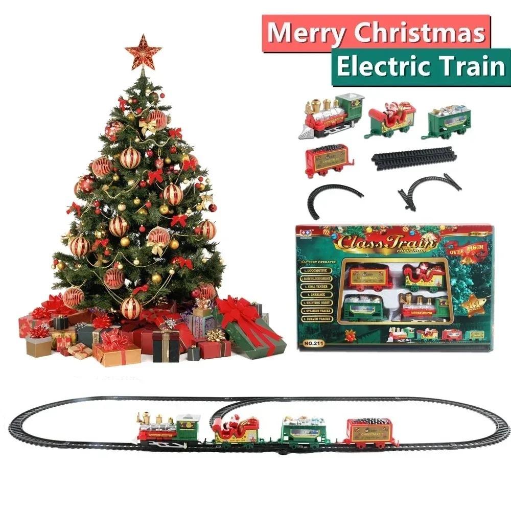 New Electric Train Set Mini Santa Claus Rail Car Toy Creative Christmas Tree Decoration Train Kids Toy Christmas Gift