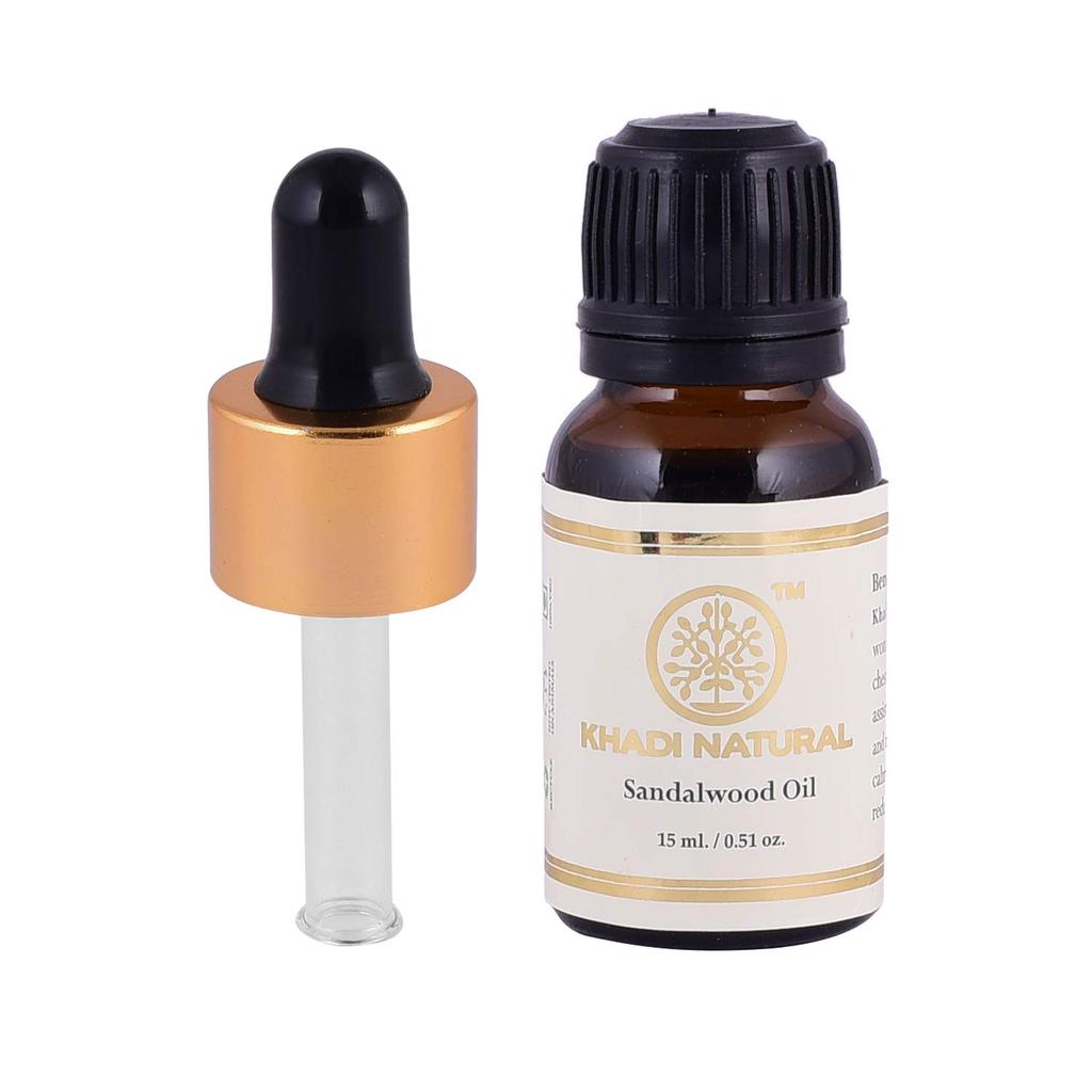 KHADI NATURAL Olio Essenziale di Sandalo 15ml Confezione da 1 per Aromaterapia Rilassamento e Calma dello Stress