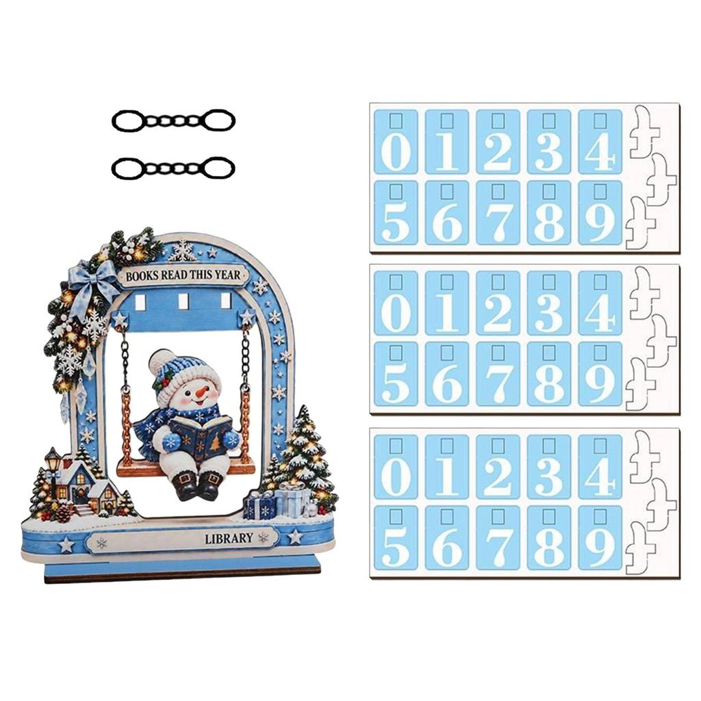 2D Flat Christmas Wooden Rocking Chair Snowman Page Turning Counting Library Ornament