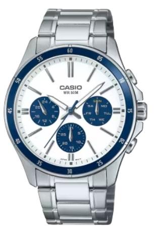 Casio KOLLEKTION Mod. MULTIFUNKTIONSKALENDER - WEISS & BLAU PANDA MTP-1374D-7A2VDF