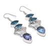 Amethyst, Topaz Gemstone 925 Sterling Silver Earring 2.36"