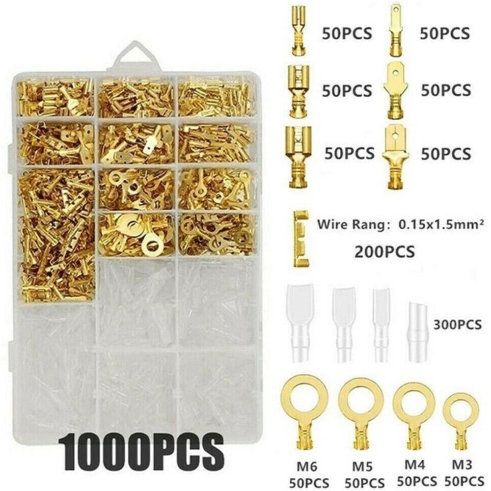 1000/1050 Pcs Electrical Wire Connectors Termin Spade Connectors Spade Crimp Terminals  Car
