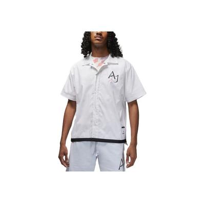 Embroidered Logo Print Solid Color Base Layer Short Sleeve Shirt Men Tops White DM1417-100