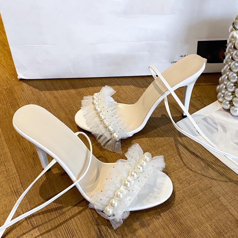Summer New Style Banquet Elegant High-heeled Sandals Large Size Fashionable/comfortable Cross Strap Slim Heel Sandals Women's