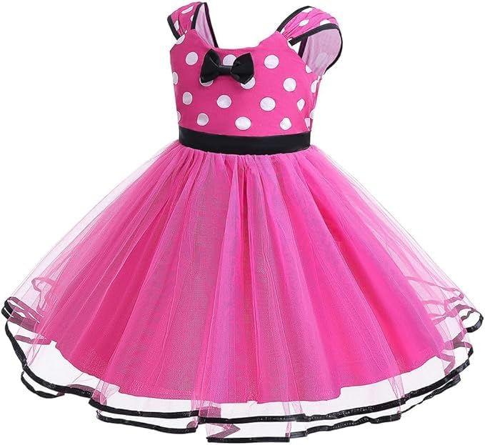 Tzrcyc Minnie Mouse Halloween Costume for Girls, Cute and Popular Polka Dot Skirt, Short Sleeves, Bow Tie, Party, Dance Costume, Photo Shoot,