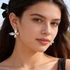 Vnox Trendy Butterfly Zirconia Stud Earrings for Women Stainless Steel Gold Plated Heart Earrings Hypoallergenic Ear Jewelry