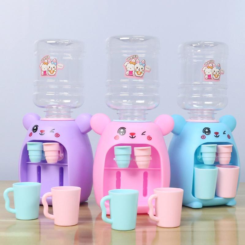 1Pc Mini Water Dispenser For Children Kids Gift Cute Cold/Warm Water Juice Milk Drinking Fountain Simulation Cartoon Kitchen Toy