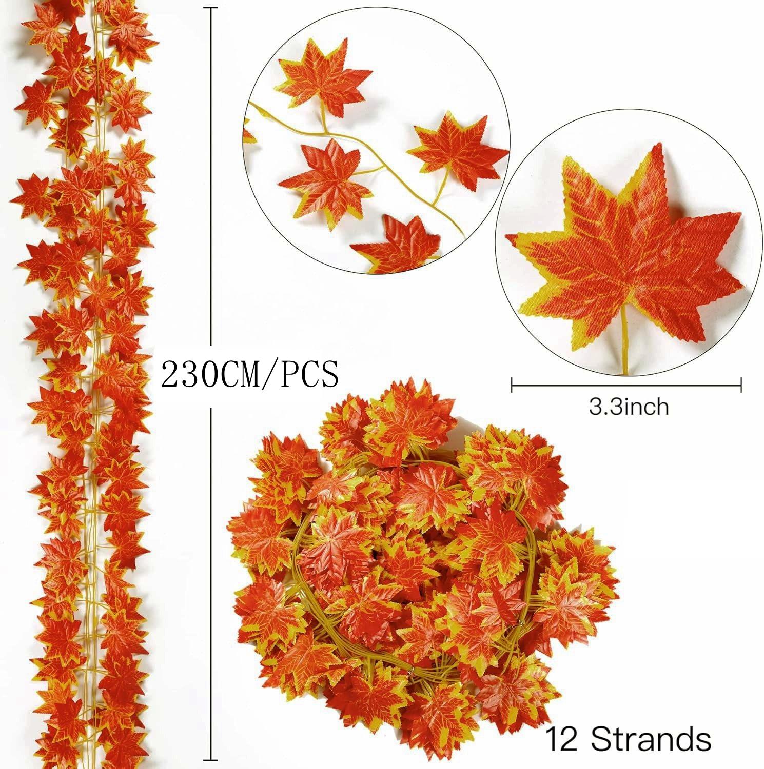 

5/10Pcs 230CM Autumn Artificial Maple Leaves Vine Fake Plant Leaf for Home Decor Garden Halloween Decoration Outdoor Ornament 5Pcs оранжевый