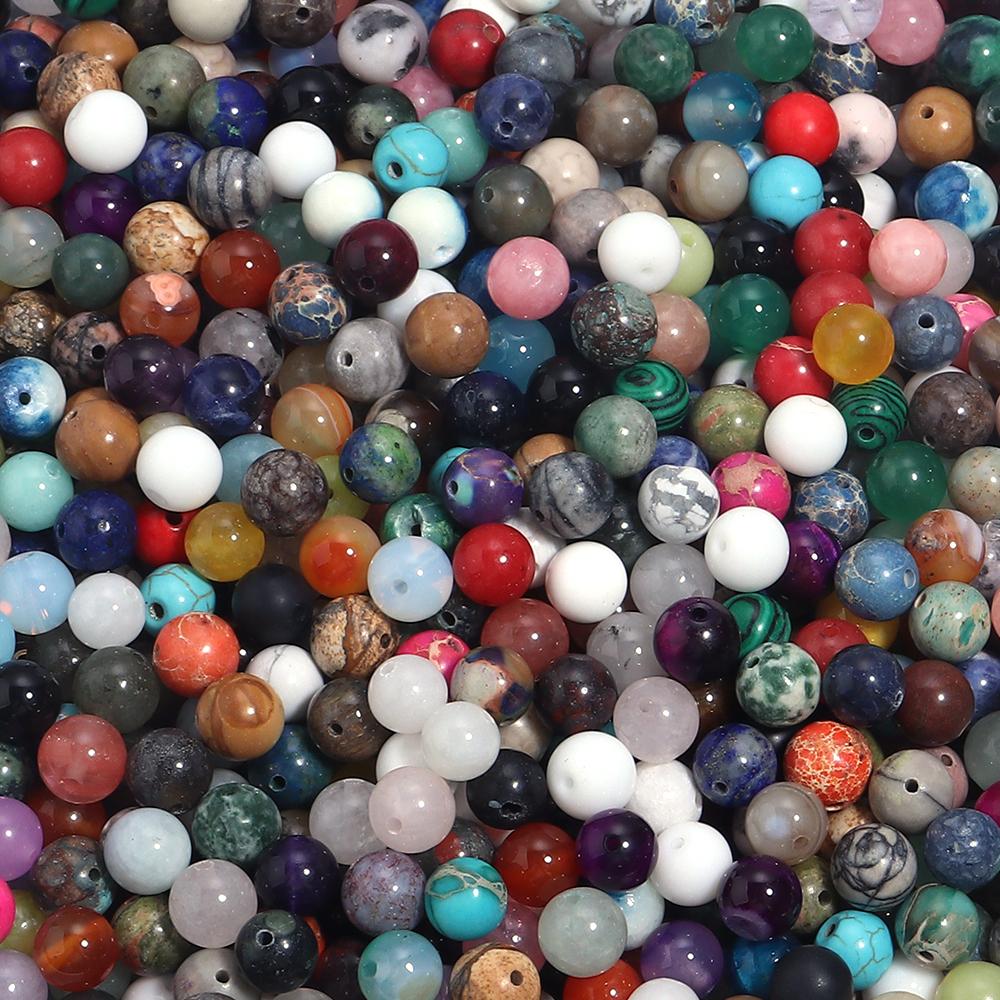 20-100pcs/lot 4/6/8/10/12/14mm Mix Color Natural Stone Beads Round Loose Spacer Beads For Jewelry Making DIY Accessories