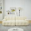 Sofá Cloud, Dos Plazas Oversize, Reposabrazos Anchos, Diseño Moderno, Detalles de Botones, Curvo, Sala de Estar y Apartamentos, No Requiere Montaje, Beige